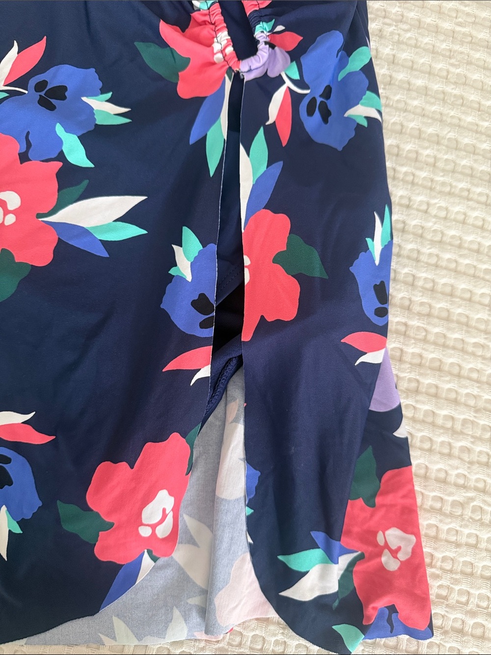 Liz Claiborne Navy Floral One-Piece Swim Dress - Picture 7 of 7